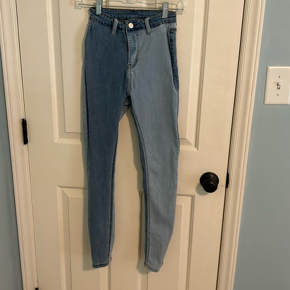 Multi colored denim jeans